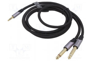 Cable Jack 3.5mm 3pin plug,Jack 6,3mm plug x2 1.5m black