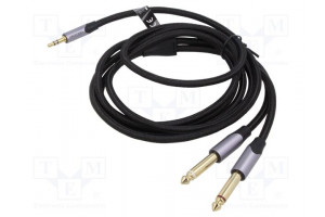 Kaapeli Jack 3,5mm 3pin pistoke,Jack 6,3mm pistoke x2 3m