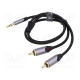Cable Jack 3.5mm 3pin plug,RCA plug x2 0.5m black PVC