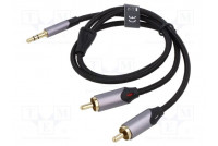 Kaapeli Jack 3,5mm 3pin pistoke,RCA-pistoke x2 0,5m musta