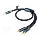 Cable Jack 3.5mm 3pin plug,RCA plug x2 0.5m black textile