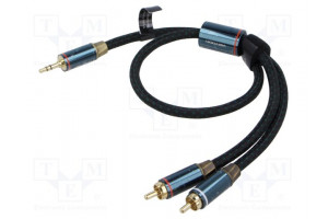 Cable Jack 3.5mm 3pin plug,RCA plug x2 0.5m black textile