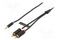 Kaapeli Jack 3,5mm 3pin pistoke,RCA-pistoke x2 1,5m musta