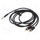 Cable Jack 3.5mm 3pin plug,RCA plug x2 1.5m textile black