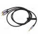 Cable Jack 3.5mm 3pin plug,RCA plug x2 1m black Øcable: 3.5mm