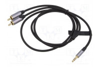 Kaapeli Jack 3,5mm 3pin pistoke,RCA-pistoke x2 1m musta PVC