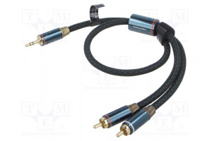 Cable Jack 3.5mm 3pin plug,RCA plug x2 1m black textile