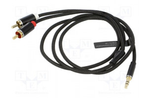 Cable Jack 3.5mm 3pin plug,RCA plug x2 1m textile black