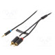 Cable Jack 3.5mm 3pin plug,RCA plug x2 2m black Øcable: 3.5mm