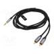 Cable Jack 3.5mm 3pin plug,RCA plug x2 2m black Øcable: 3.5mm