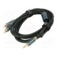 Cable Jack 3.5mm 3pin plug,RCA plug x2 2m black textile