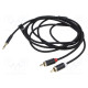 Cable Jack 3.5mm 3pin plug,RCA plug x2 2m textile black