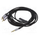 Kaapeli Jack 3,5mm 3pin pistoke,RCA-pistoke x2 3m musta PVC