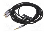 Kaapeli Jack 3,5mm 3pin pistoke,RCA-pistoke x2 3m musta PVC