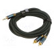 Cable Jack 3.5mm 3pin plug,RCA plug x2 3m black textile