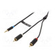 Cable Jack 3.5mm 3pin plug,RCA plug x2 5m black Øcable: 3.5mm
