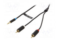 Kaapeli Jack 3,5mm 3pin pistoke,RCA-pistoke x2 5m musta PVC