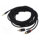 Cable Jack 3.5mm 3pin plug,RCA plug x2 5m textile black