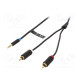 Cable Jack 3.5mm 3pin plug,RCA plug x2 8m black Øcable: 3.5mm