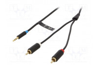 Kaapeli Jack 3,5mm 3pin pistoke,RCA-pistoke x2 8m musta PVC