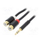 Cable Jack 3.5mm 3pin plug,RCA socket x2 0.3m black
