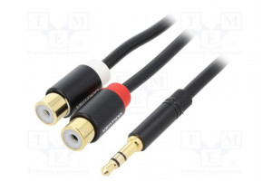 Cable Jack 3.5mm 3pin plug,RCA socket x2 0.3m black