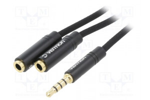 Kaapeli 0,3m Pinnoitus: kullattu musta Øjoh: 3,5mm Kot.mat: PVC