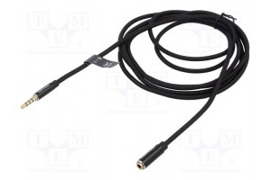 Cable Jack 3.5mm 4pin socket,Jack 3,5mm 4pin plug 0.5m black