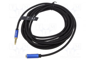 Cable Jack 3.5mm 4pin socket,Jack 3,5mm 4pin plug 0.5m black