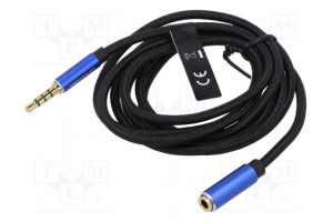 Cable Jack 3.5mm 4pin socket,Jack 3,5mm 4pin plug 1.5m black