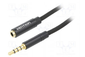 Cable Jack 3.5mm 4pin socket,Jack 3,5mm 4pin plug 1m black