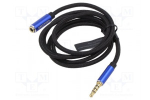 Cable Jack 3.5mm 4pin socket,Jack 3,5mm 4pin plug 1m black