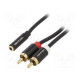 Kaapeli Jack 3,5mm pistorasia,RCA-pistoke x2 1,5m musta PVC