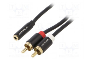 Kaapeli Jack 3,5mm pistorasia,RCA-pistoke x2 1,5m musta PVC