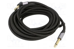 Cable Jack 6,35mm plug,Jack 6.35mm angled plug 5m black