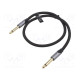 Cable Jack 6,3mm 2pin plug,both sides 0.5m black Øcable: 6mm