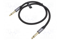 Kaapeli Jack 6,3 mm 2pin pistoke,molemmin puolin 0,5m musta