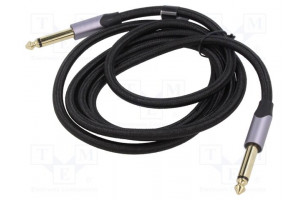 Cable Jack 6,3mm 2pin plug,both sides 1.5m black Øcable: 6mm
