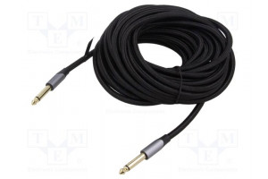 Cable Jack 6,3mm 2pin plug,both sides 10m black Øcable: 6mm