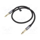 Cable Jack 6,3mm 2pin plug,both sides 1m Plating: gold-plated