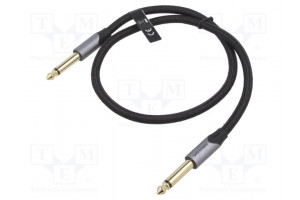 Cable Jack 6,3mm 2pin plug,both sides 1m Plating: gold-plated
