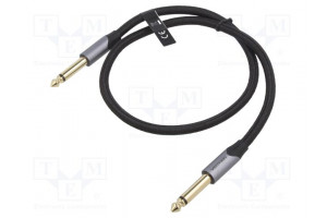 Cable Jack 6,3mm 2pin plug,both sides 2m Plating: gold-plated