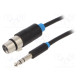 Cable Jack 6,3mm 3pin plug,XLR female 3pin 1m black PVC