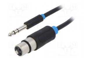 Cable Jack 6,3mm 3pin plug,XLR female 3pin 3m black PVC