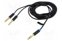Kaapeli Jack 6,3 mm 2pin pistoke x2,Jack 6,3 mm 3pin pistoke