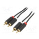 Cable RCA plug x2,both sides 0.5m Plating: gold-plated black