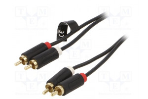 Cable RCA plug x2,both sides 1.5m Plating: gold-plated black