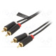 Cable RCA plug x2,both sides 1m Plating: gold-plated black
