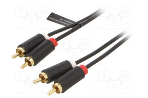 Cable RCA plug x2,both sides 1m Plating: gold-plated black
