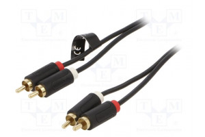 Cable RCA plug x2,both sides 2m Plating: gold-plated black